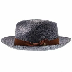Brentwood - Stetson Shantung Straw Fedora Hat -fashionablehats Sales Shop h tsmoor navy 3a