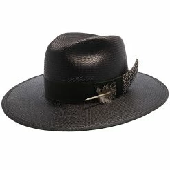 Tri-City - Stetson Shantung Straw Fedora Hat -fashionablehats Sales Shop h tstctyb blk 0a