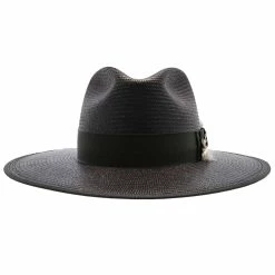 Tri-City - Stetson Shantung Straw Fedora Hat -fashionablehats Sales Shop h tstctyb blk 2a