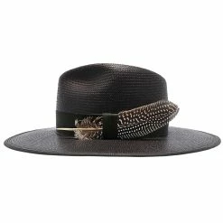 Tri-City - Stetson Shantung Straw Fedora Hat -fashionablehats Sales Shop h tstctyb blk 3a