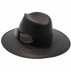 Tri-City - Stetson Shantung Straw Fedora Hat -fashionablehats Sales Shop h tstctyb blk 6a