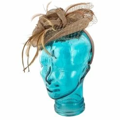 Jeanne Simmons Feather Taupe Sinamay Fascinator Hat -fashionablehats Sales Shop jeanne simmons fascinator feather jeanne simmons taupe sinamay fascinator hat 4396 hat 16524277940364