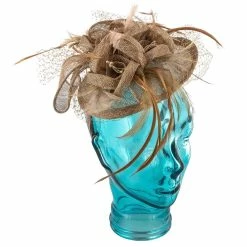 Jeanne Simmons Feather Taupe Sinamay Fascinator Hat -fashionablehats Sales Shop jeanne simmons fascinator feather jeanne simmons taupe sinamay fascinator hat 4396 hat 16524278136972