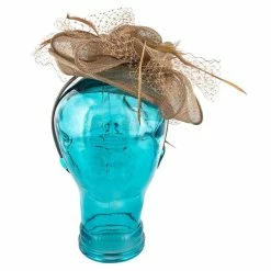 Jeanne Simmons Feather Taupe Sinamay Fascinator Hat -fashionablehats Sales Shop jeanne simmons fascinator feather jeanne simmons taupe sinamay fascinator hat 4396 hat 16524278268044