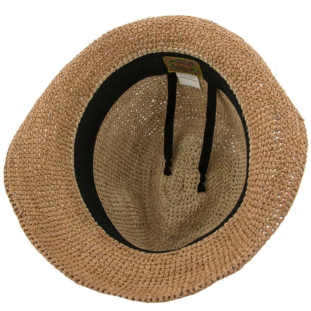 Manu - Scala LR687 Tea Crocheted Raffia Straw Fedora Hat 17 Manu - Scala LR687 Tea Crocheted Raffia Straw Fedora Hat - Image 15