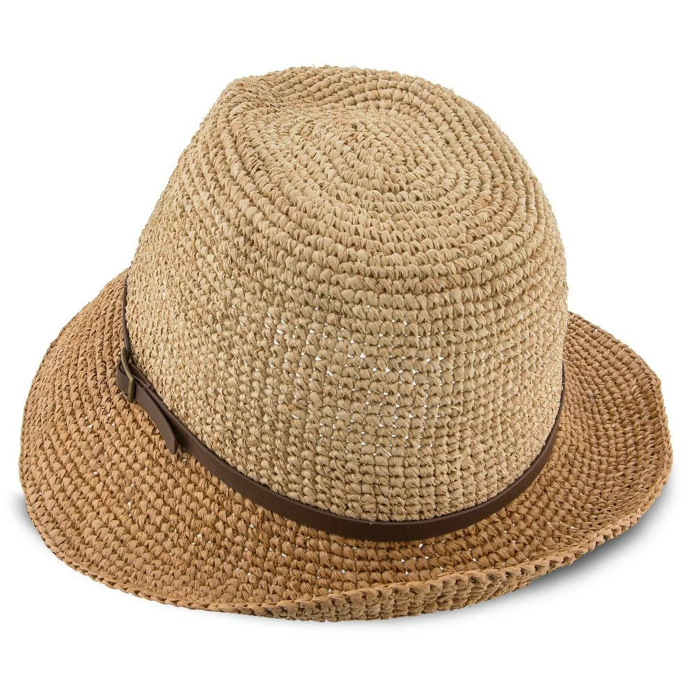 Manu - Scala LR687 Tea Crocheted Raffia Straw Fedora Hat 13 Manu - Scala LR687 Tea Crocheted Raffia Straw Fedora Hat - Image 11