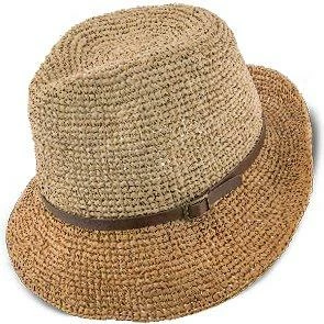 Manu - Scala LR687 Tea Crocheted Raffia Straw Fedora Hat 18 Manu - Scala LR687 Tea Crocheted Raffia Straw Fedora Hat - Image 16