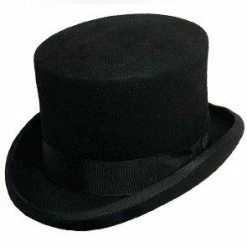 Twain - Scala WF569 Brown Wool Felt Top Hat - 5.5" Tall