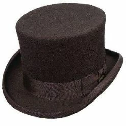 Twain - Scala WF569 Brown Wool Felt Top Hat - 5.5" Tall -fashionablehats Sales Shop scala top brown large twain scala wf569 brown wool felt top hat 5 5 tall hat 16556519981196