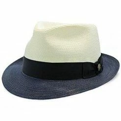 Duetoni - Stetson Milan Straw Fedora Hat -fashionablehats Sales Shop stetson fedora ivory navy large duetoni stetson milan straw fedora hat hat 16556568182924