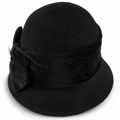 Starling - Walrus Hats Black Wool Felt Cloche Hat - H7017 -fashionablehats Sales Shop walrus hats cloche starling walrus hats black wool felt cloche hat h7017 hat 16524415860876