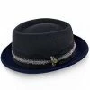 Tribute - Walrus Hats Wool Felt Pork Pie Hat - H7008 -fashionablehats Sales Shop walrus hats porkpie charcoal navy blue large tribute walrus hats wool felt pork pie hat h7008 hat 16708530602124